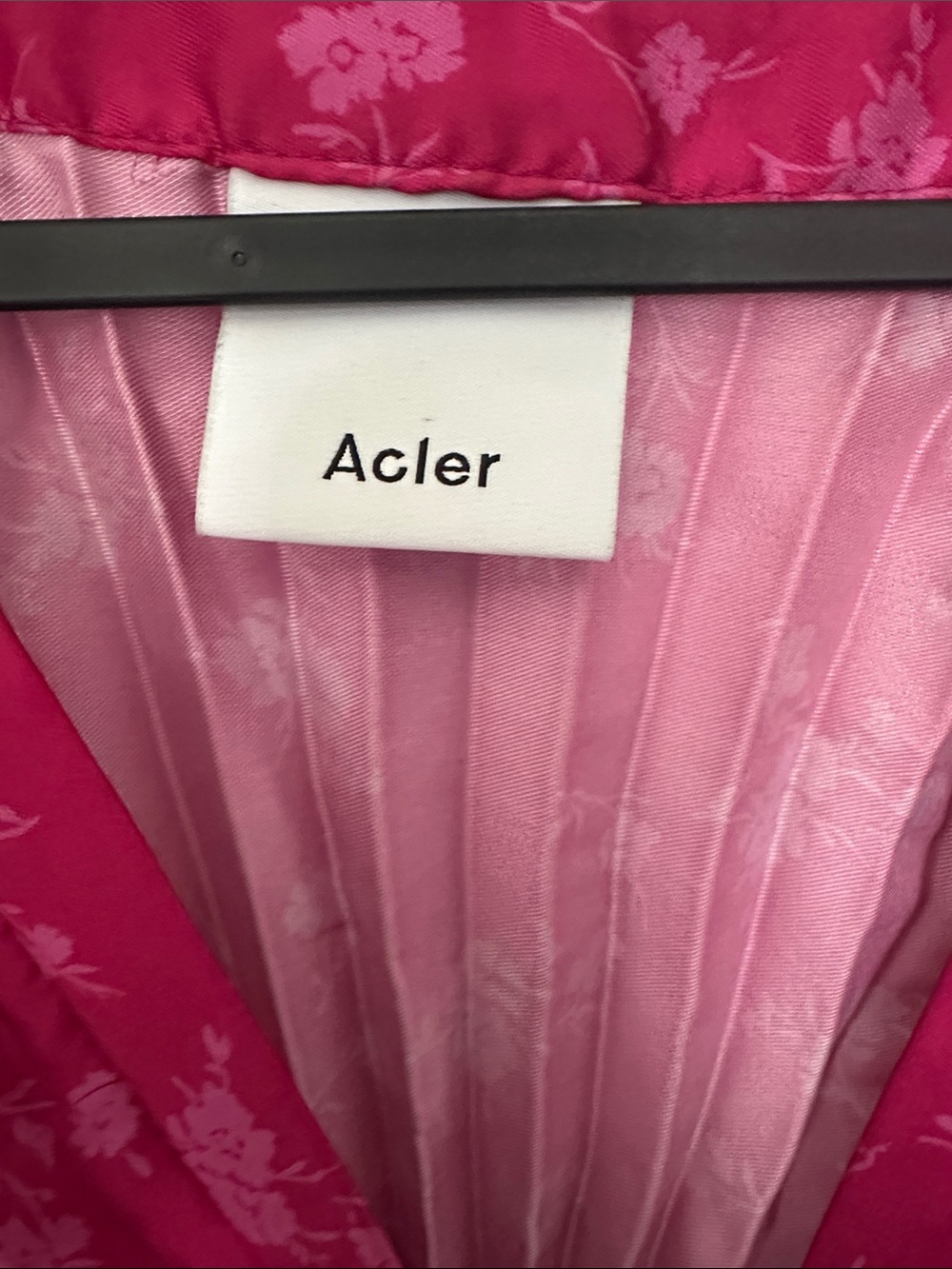 Acler Hot Pink & Light Pink Floral Satin Robe